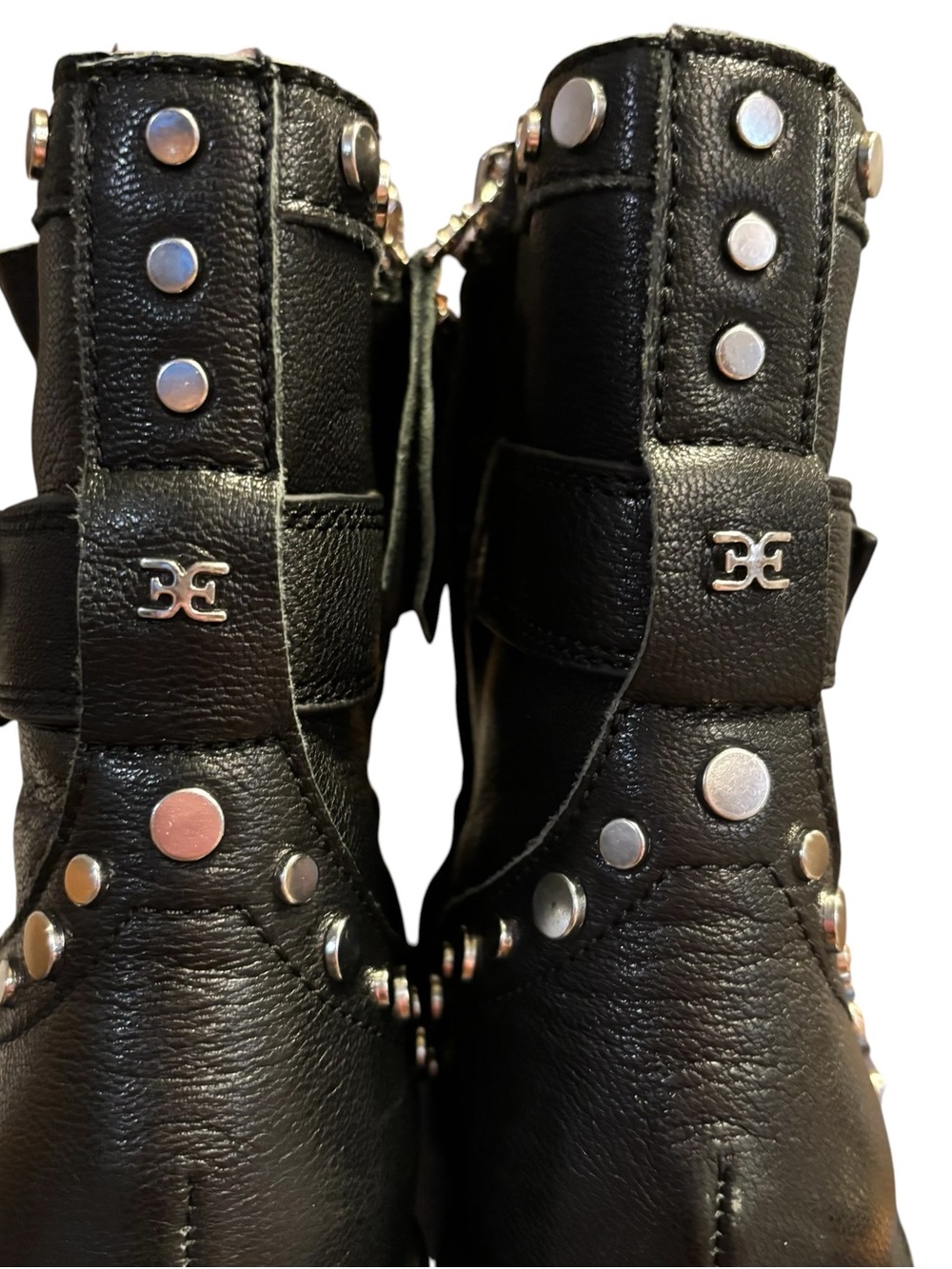 Sam Edelman Womens Drea Black Leather Studded Side Zip Moto Boots Size US 8 - Picture 5 of 15
